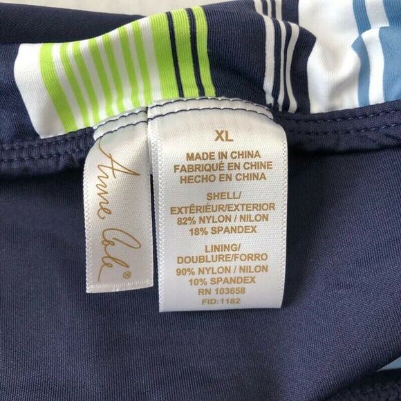 Anne Cole Womens Bikini Bottoms Size XL Fold Over Waist Blue Multicolor Waist - Picture 2 of 3